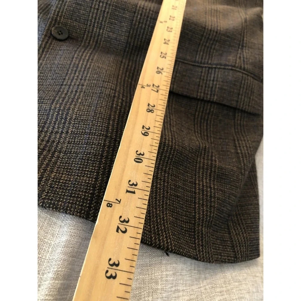 Joseph & Feiss International Sport Coat Mens 46 Regular Brown Gray Wool Plaid